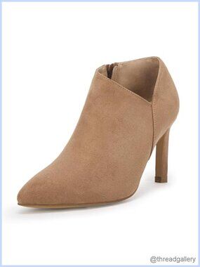 Pointed Toe V Cut Ankle Boots Kitten Heel Side Zip Office Booties